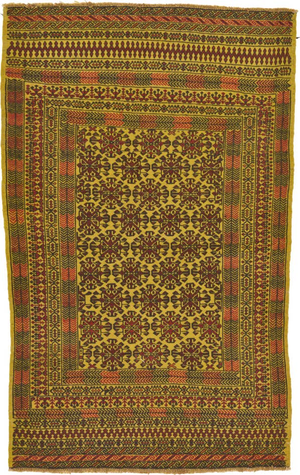 Detail image of 4' x 6' 3 Hand Woven Kilim Afghan Wool Rug