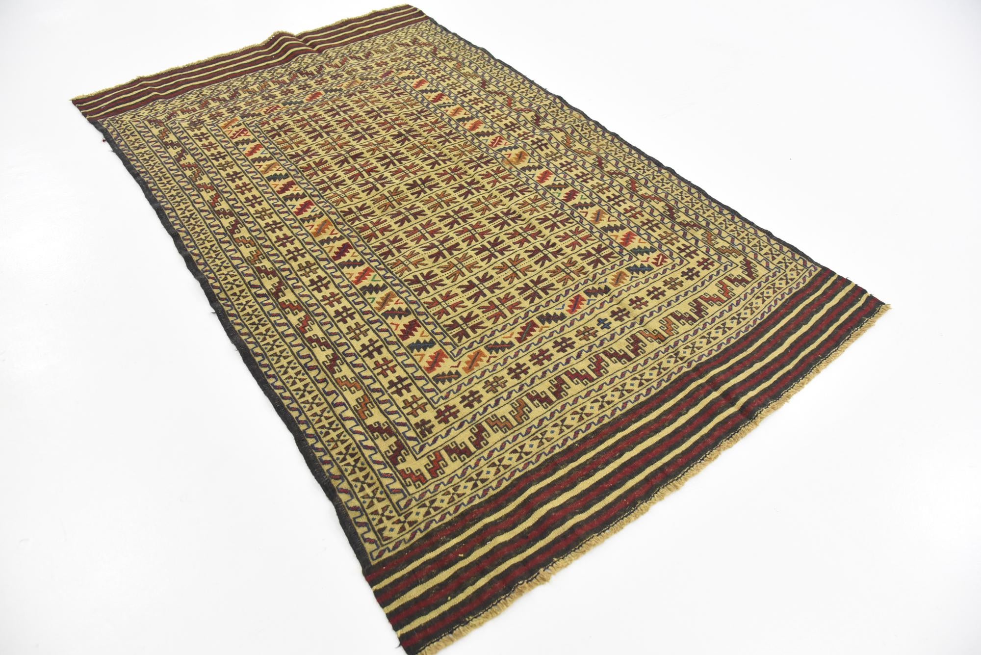 4' x 6' 2 Hand Woven Kilim Afghan Wool Rug