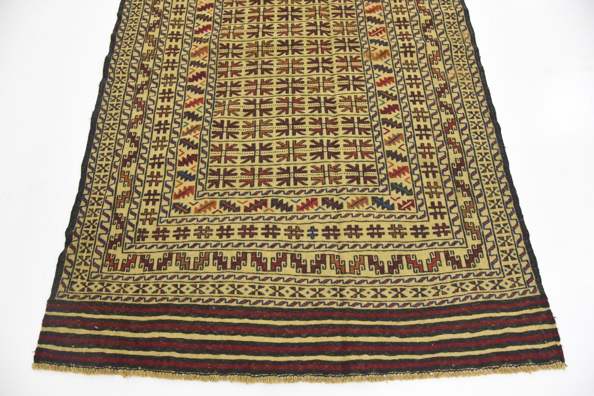 4' x 6' 2 Hand Woven Kilim Afghan Wool Rug