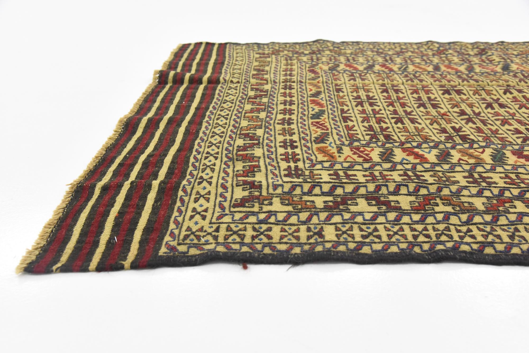 4' x 6' 2 Hand Woven Kilim Afghan Wool Rug