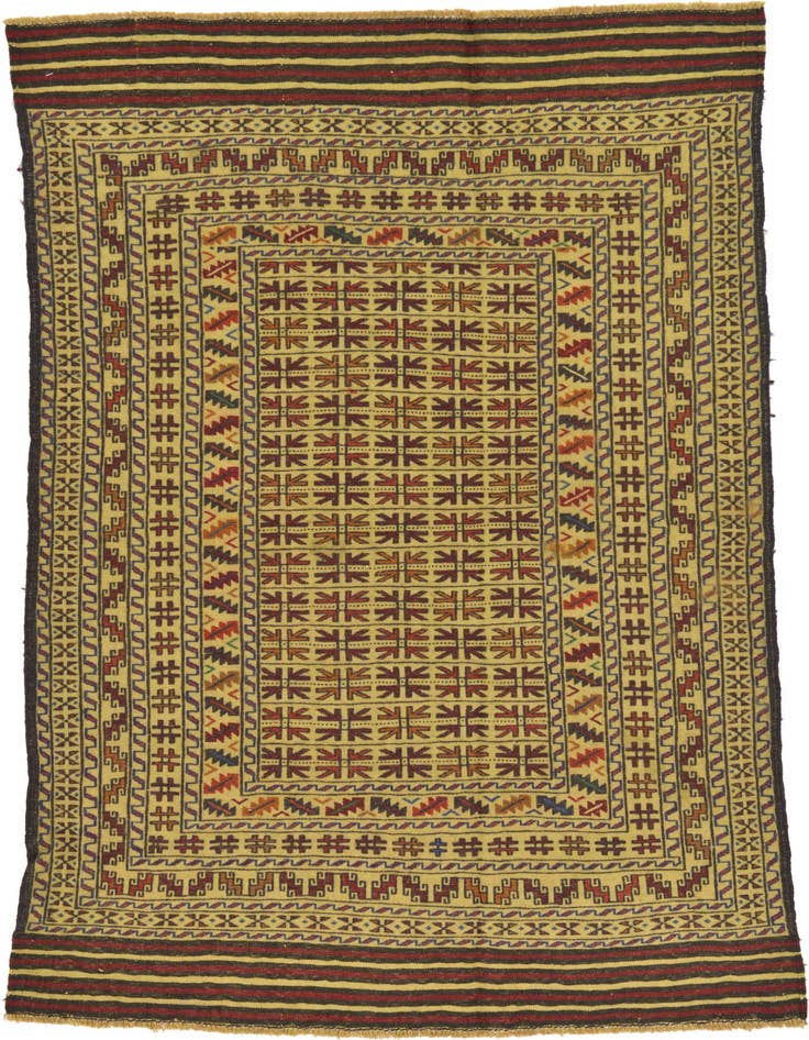 Detail image of 4' x 6' 2 Hand Woven Kilim Afghan Wool Rug
