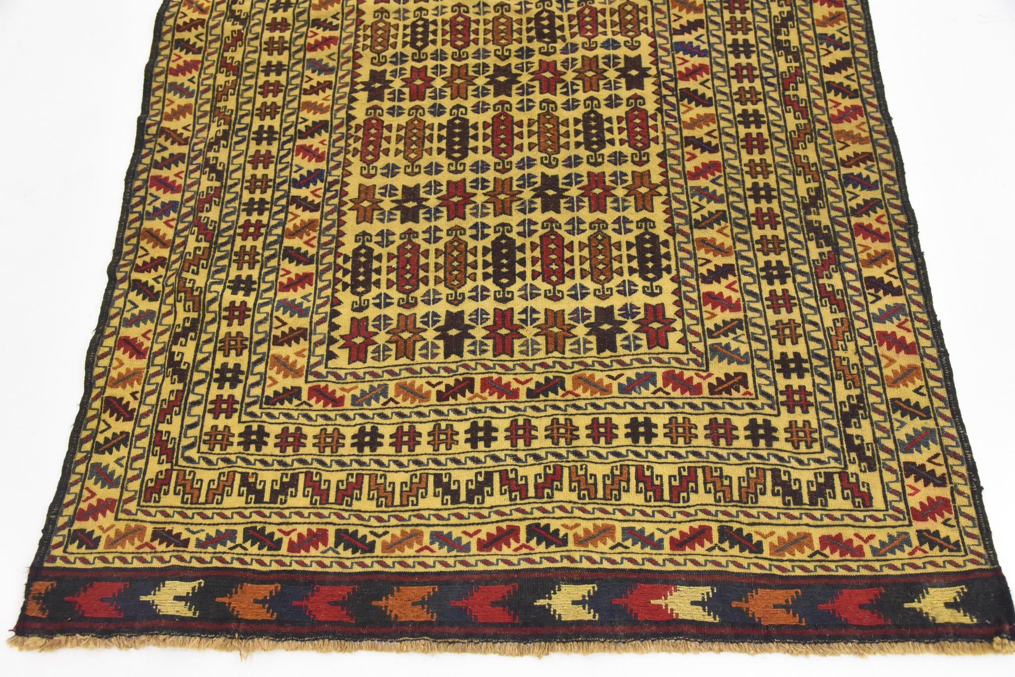 4' x 6' 8 Hand Woven Kilim Afghan Wool Rug