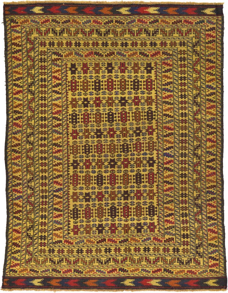 Detail image of 4' x 6' 8 Hand Woven Kilim Afghan Wool Rug