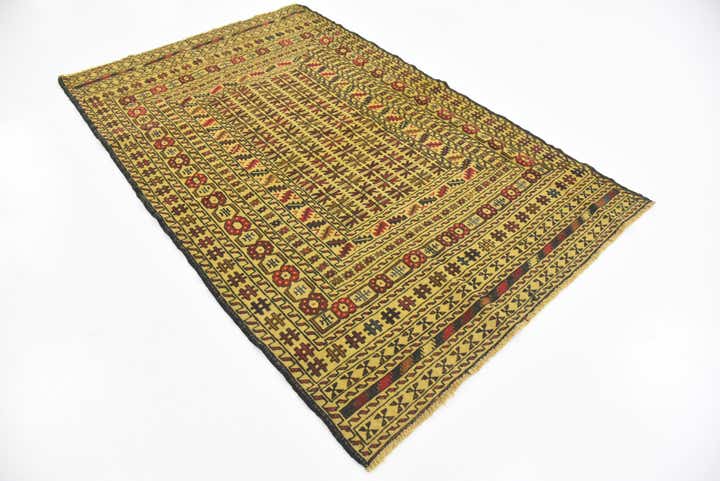 4' x 6' 3 Hand Woven Kilim Afghan Wool Rug