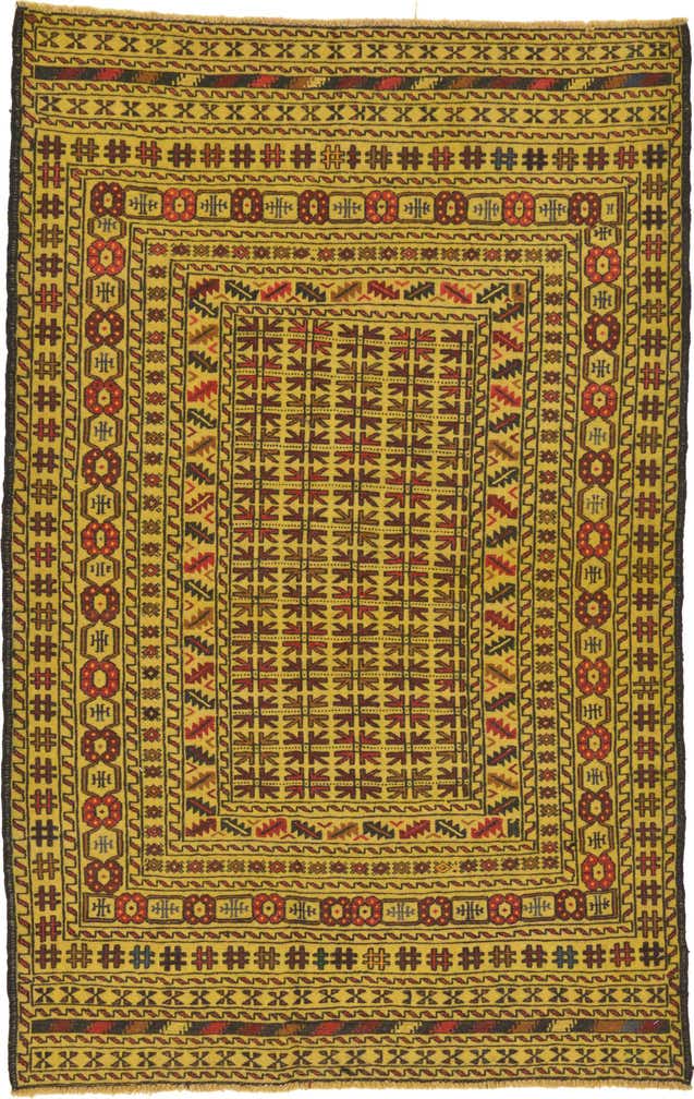 4' x 6' 3 Hand Woven Kilim Afghan Wool Rug