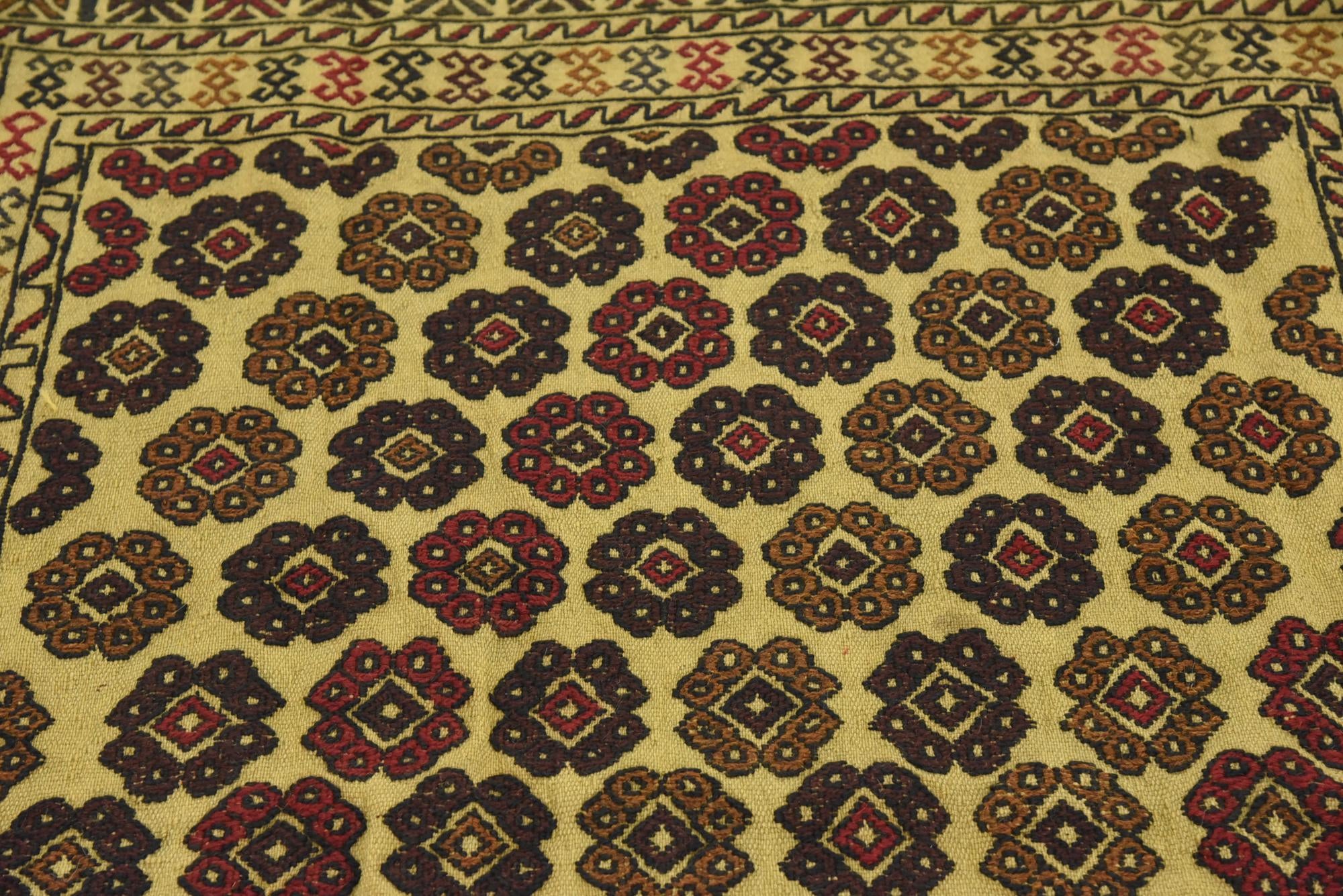 4' 3 x 6' 3 Hand Woven Kilim Afghan Wool Rug