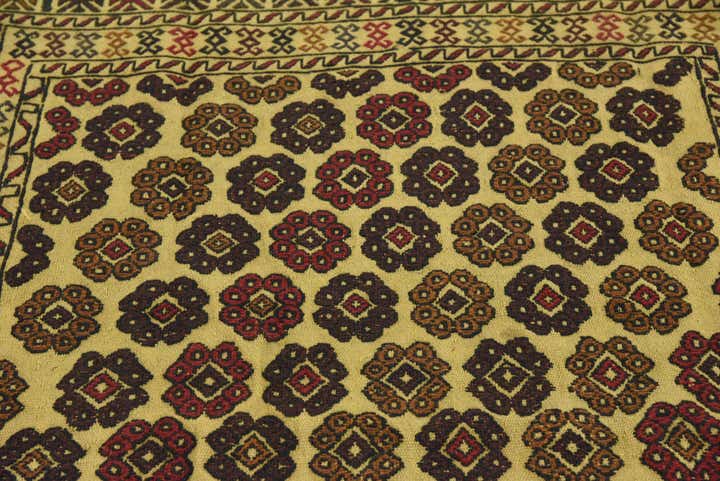 4' 3 x 6' 3 Hand Woven Kilim Afghan Wool Rug