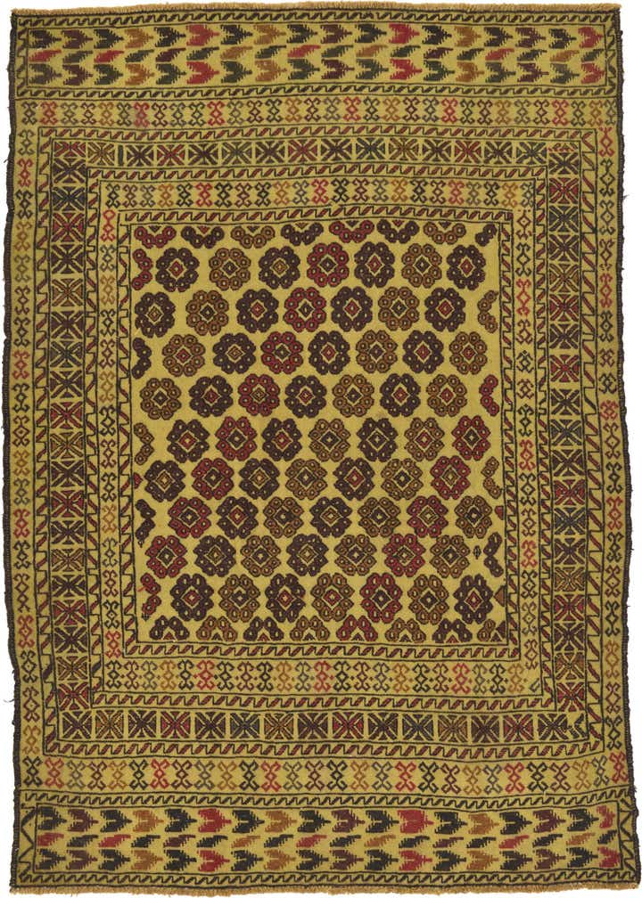 4' 3 x 6' 3 Hand Woven Kilim Afghan Wool Rug