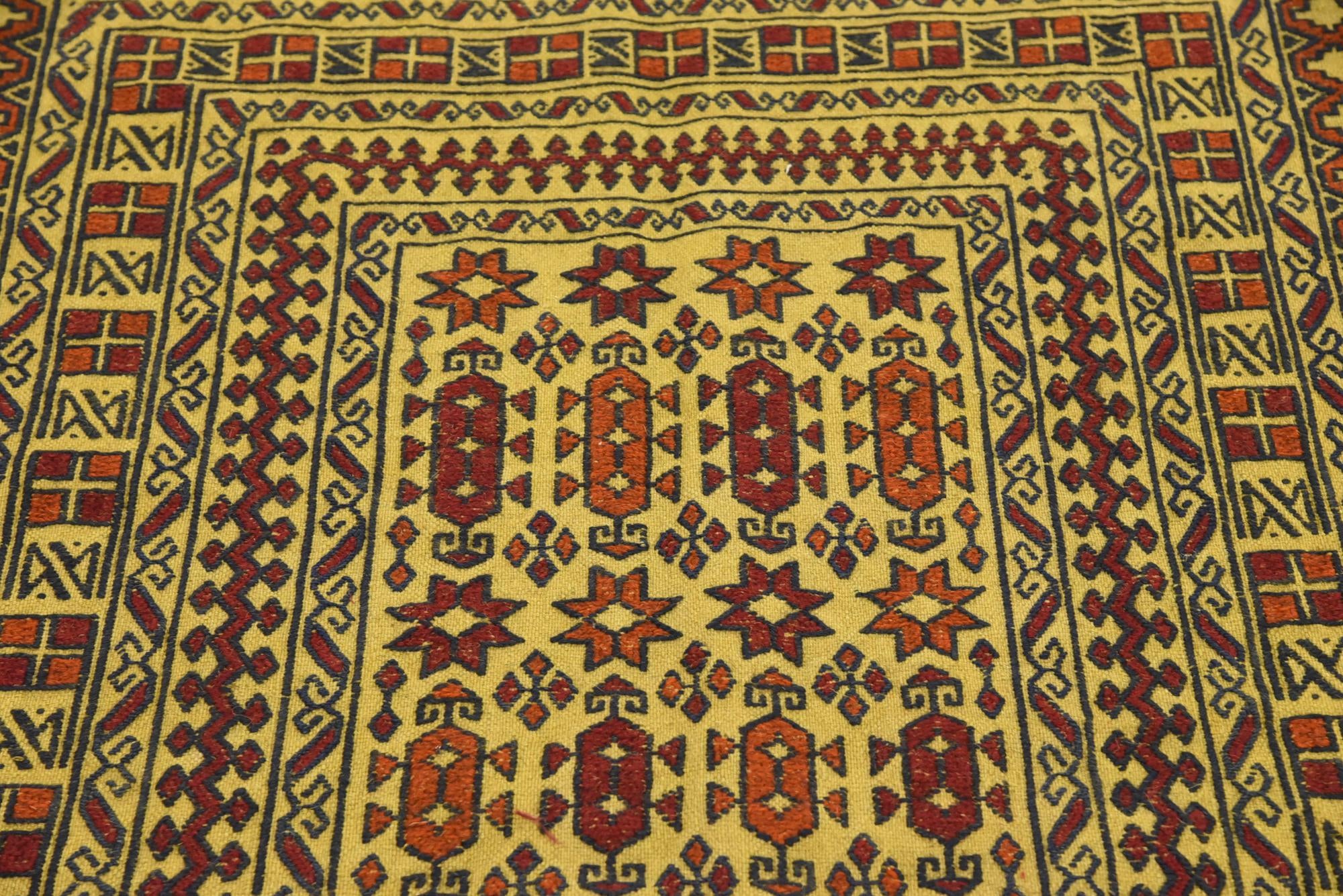 4' x 6' 3 Hand Woven Kilim Afghan Wool Rug