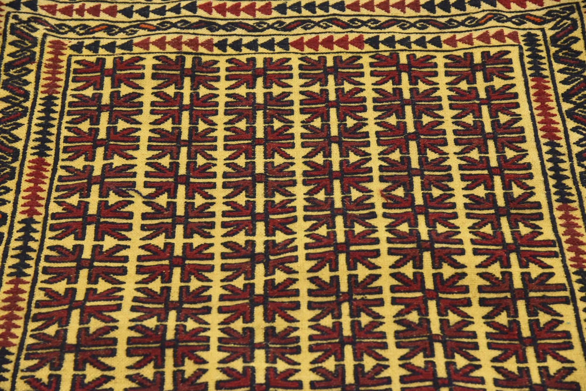 4' 2 x 5' 10 Hand Woven Kilim Afghan Wool Rug
