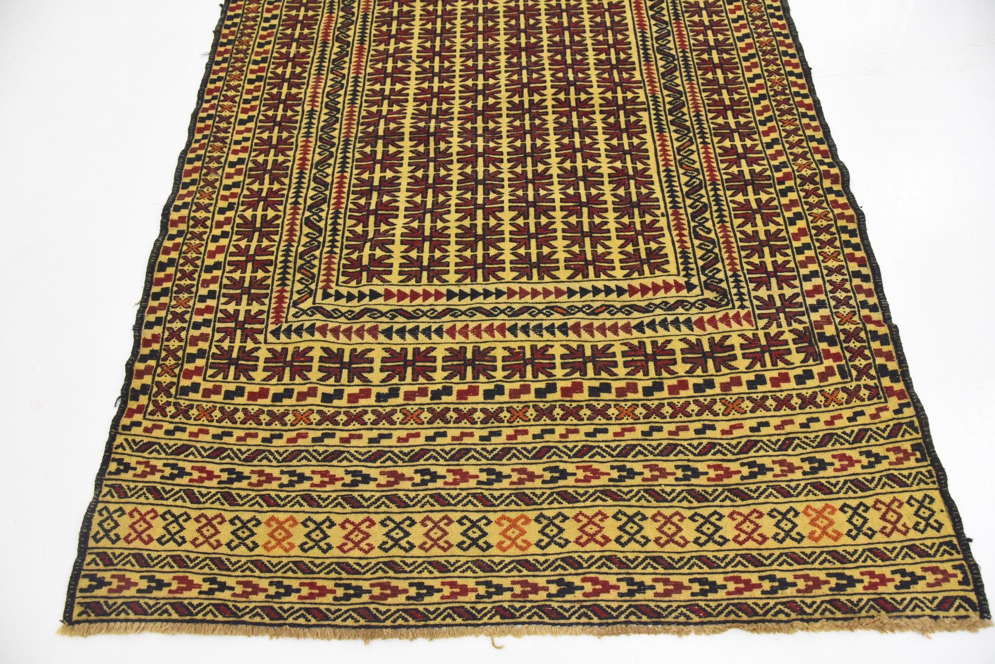 4' 2 x 5' 10 Hand Woven Kilim Afghan Wool Rug