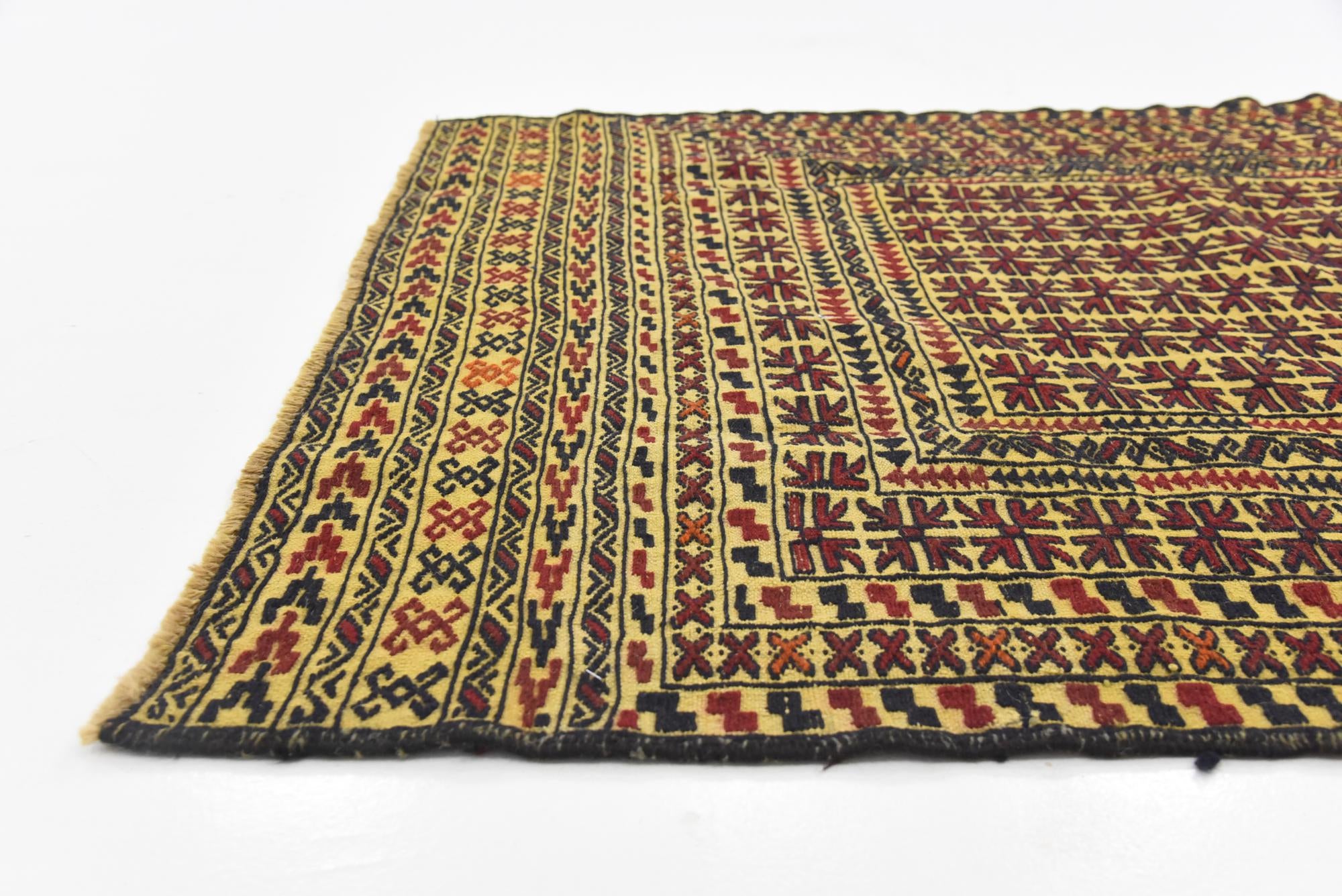 4' 2 x 5' 10 Hand Woven Kilim Afghan Wool Rug