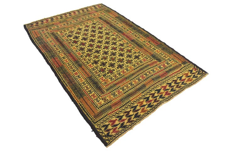 Detail image of 4' 2 x 6' 4 Hand Woven Kilim Afghan Wool Rug