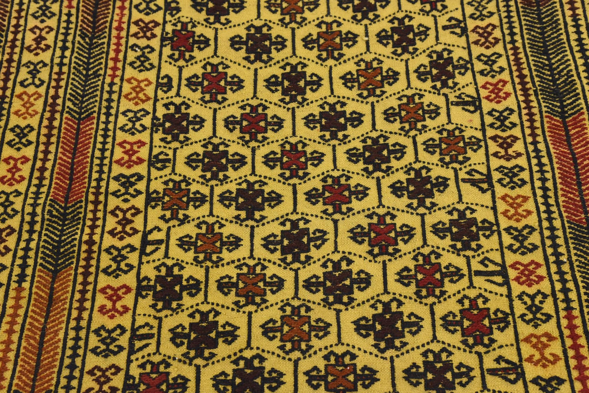 4' 2 x 6' 4 Hand Woven Kilim Afghan Wool Rug
