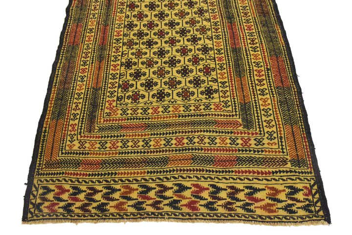 4' 2 x 6' 4 Hand Woven Kilim Afghan Wool Rug