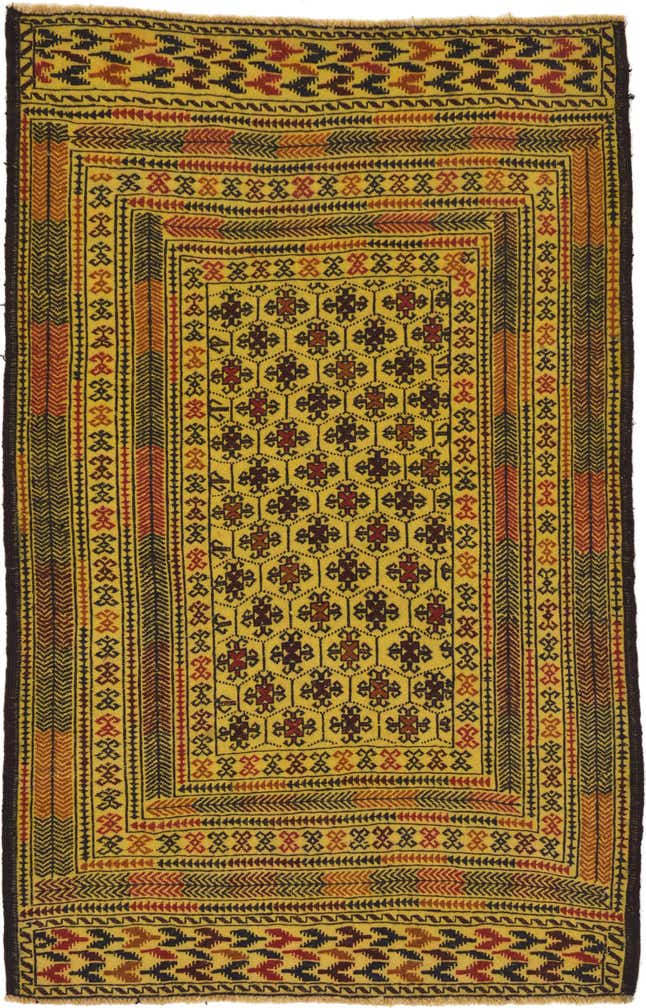 4' 2 x 6' 4 Hand Woven Kilim Afghan Wool Rug