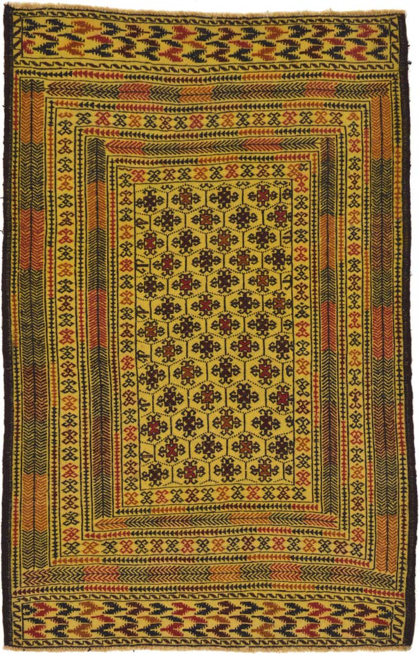 Detail image of 4' 2 x 6' 4 Hand Woven Kilim Afghan Wool Rug