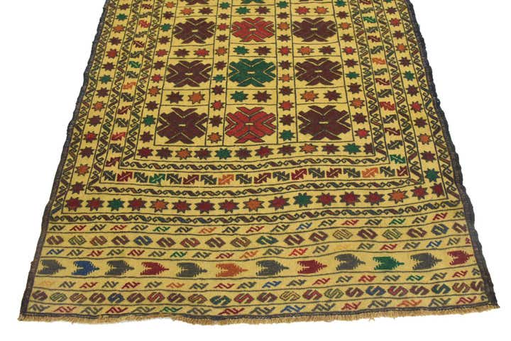 4' 4 x 6' 2 Hand Woven Kilim Afghan Wool Rug