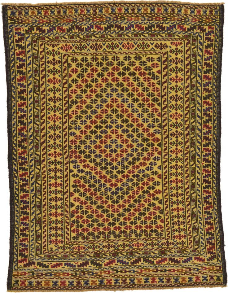 Detail image of 3' 9 x 6' 4 Hand Woven Kilim Afghan Wool Rug