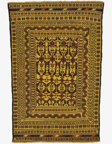 4' x 6' 3 Hand Woven Kilim Afghan Wool Rug