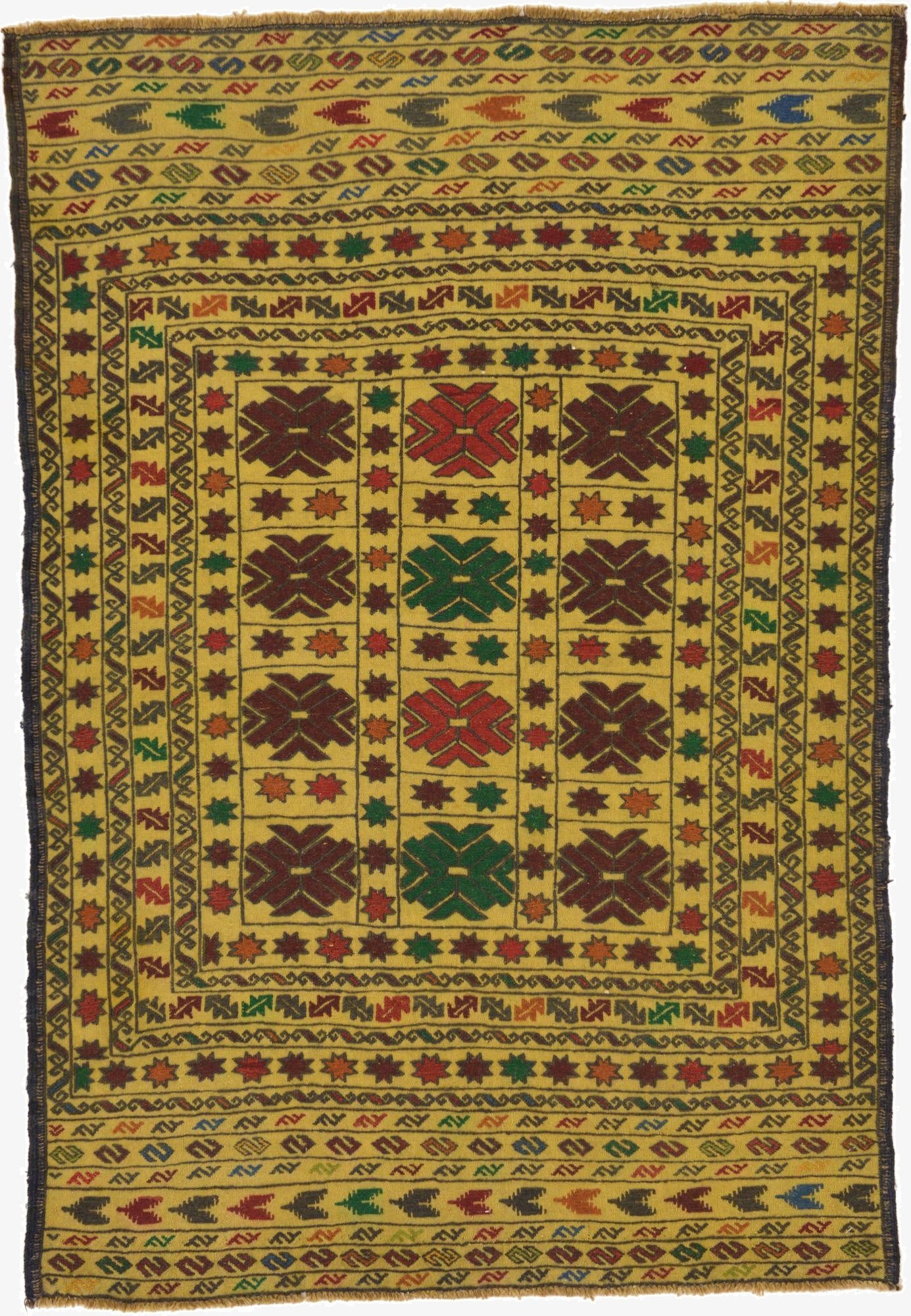 4' 4 x 6' 2  Hand Woven Kilim Afghan Wool Rug
