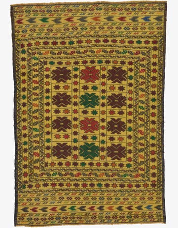 4' 4 x 6' 2 Hand Woven Kilim Afghan Wool Rug
