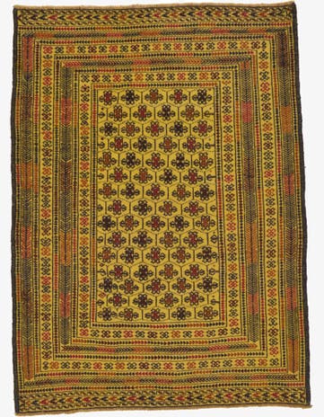 4' 2 x 5' 8 Hand Woven Kilim Afghan Wool Rug