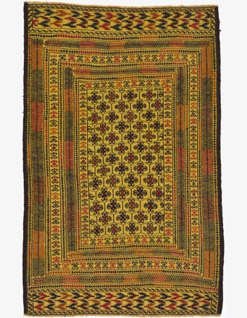 4' 2 x 6' 4 Hand Woven Kilim Afghan Wool Rug