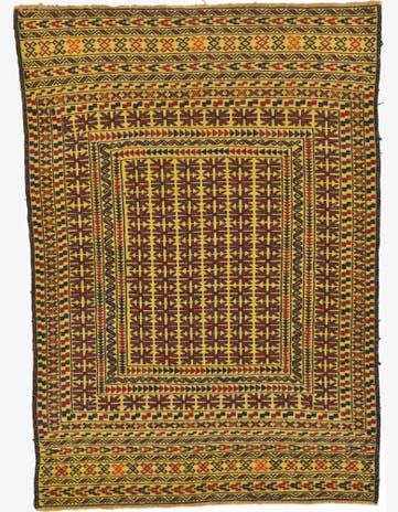 4' 2 x 5' 10 Hand Woven Kilim Afghan Wool Rug