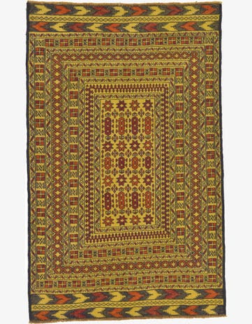 4' x 6' 3 Hand Woven Kilim Afghan Wool Rug