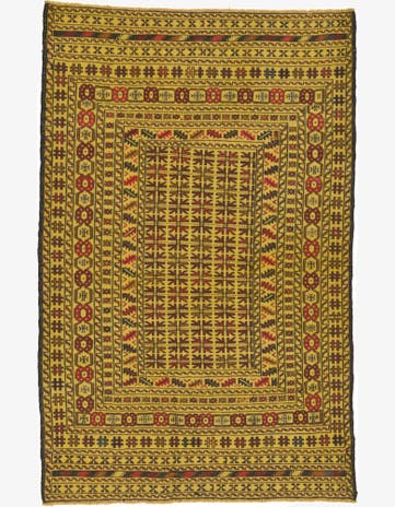 4' x 6' 3 Hand Woven Kilim Afghan Wool Rug