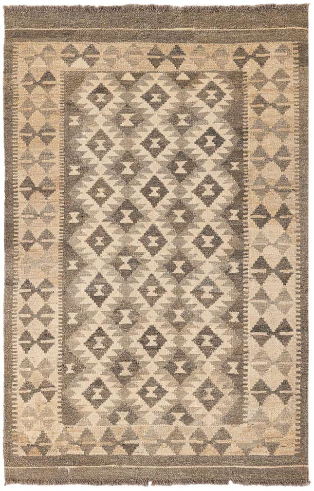 3' 4 x 5' 1 Hand Woven Kilim Maymana Wool Rug