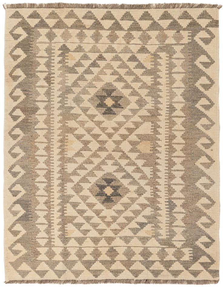 Detail image of 3' 4 x 5' Hand Woven Kilim Maymana Wool Rug
