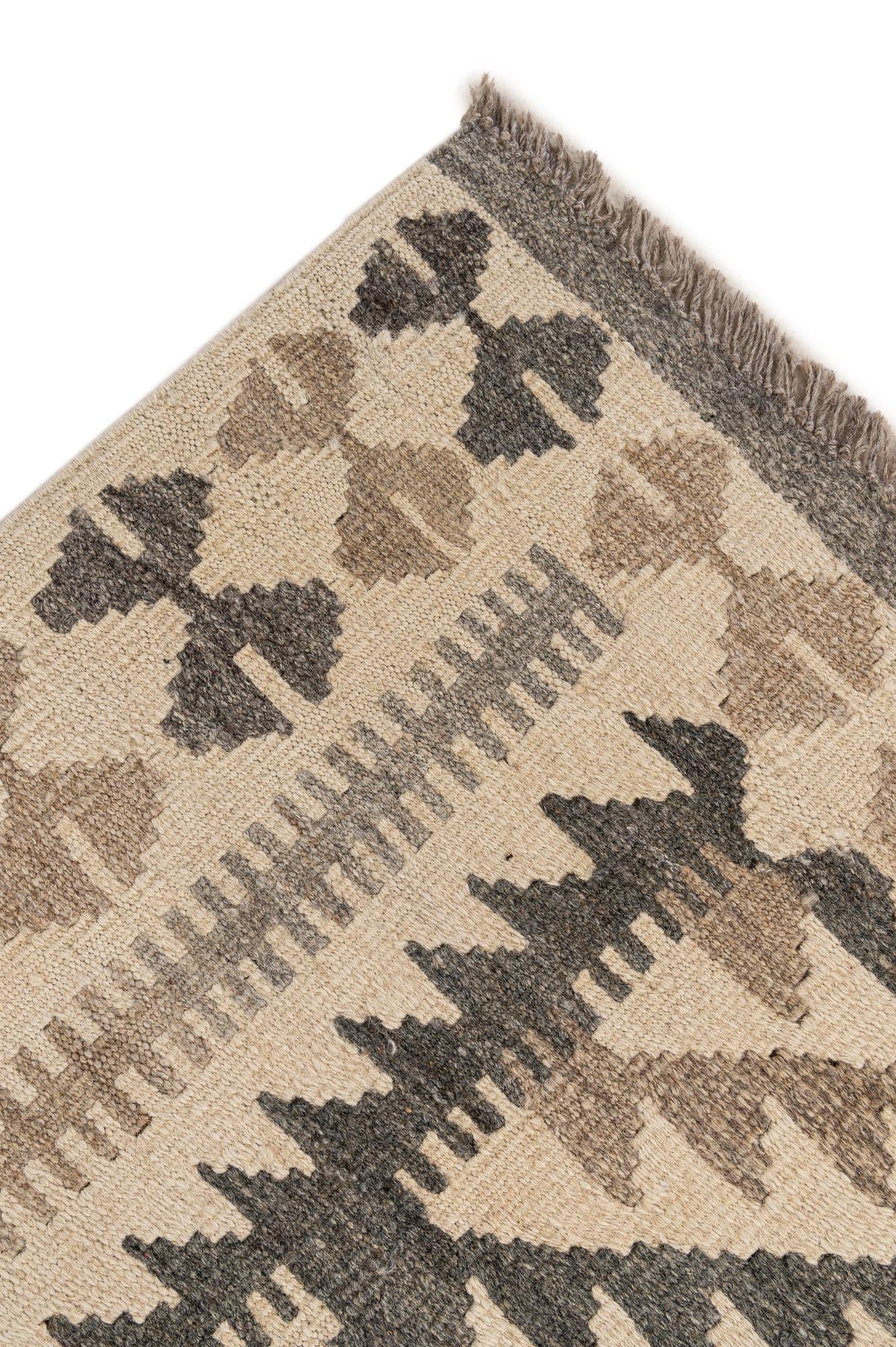3' 5 x 5' 4 Hand Woven Kilim Maymana Wool Rug