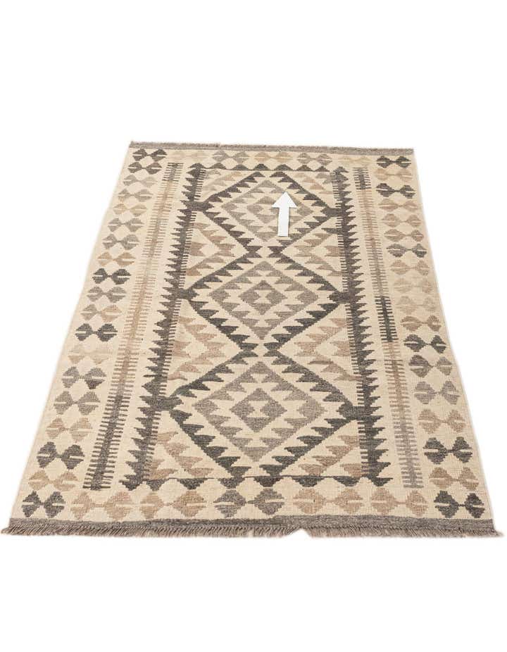 3' 5 x 5' 4 Hand Woven Kilim Maymana Wool Rug
