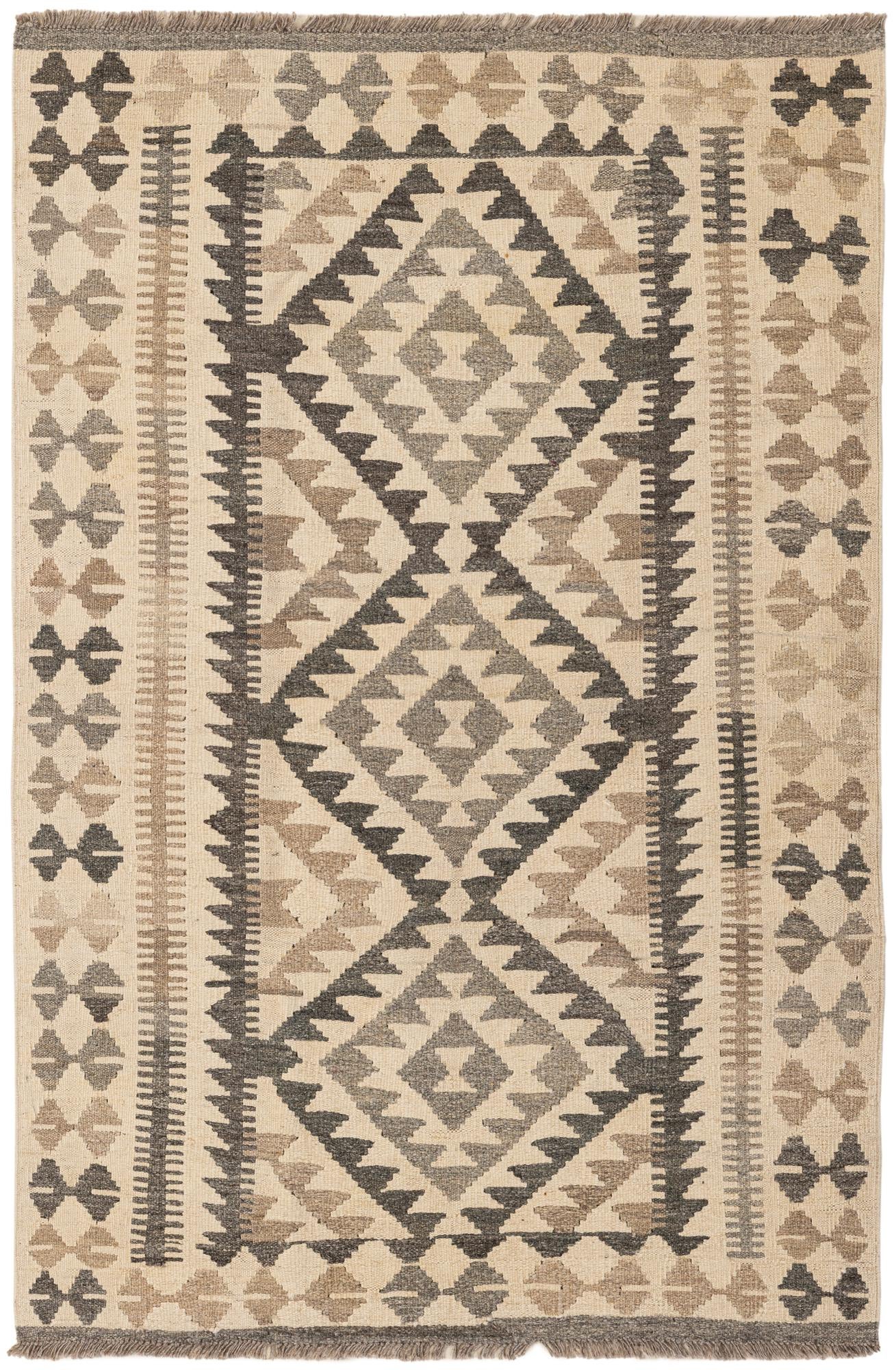 3' 5 x 5' 4 Hand Woven Kilim Maymana Wool Rug