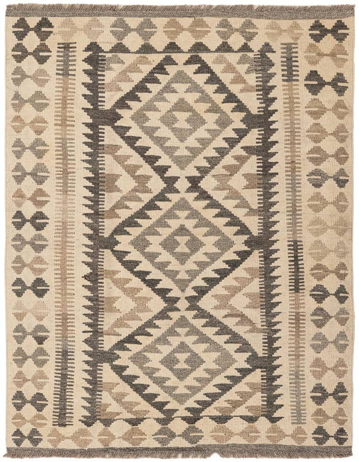 Detail image of 3' 5 x 5' 4 Hand Woven Kilim Maymana Wool Rug