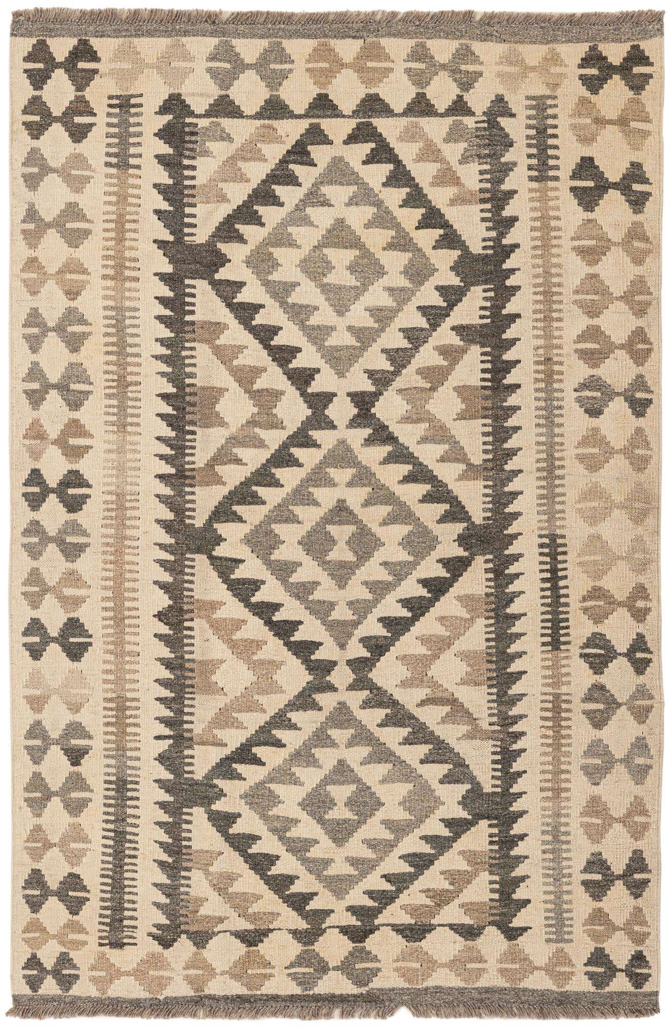 3' 5 x 5' 4 Hand Woven Kilim Maymana Wool Rug