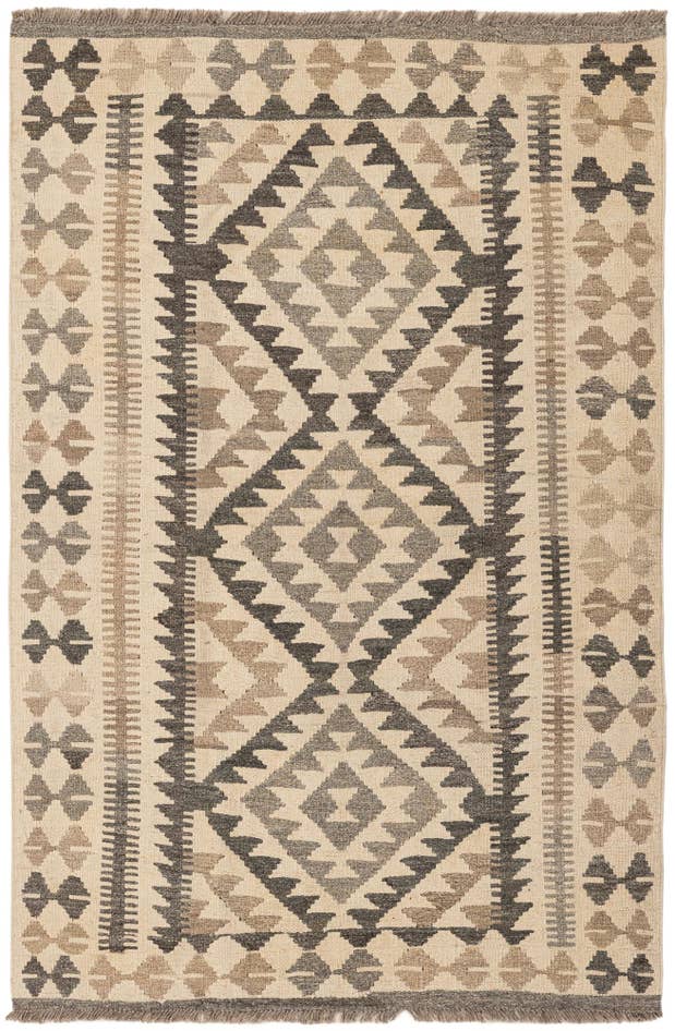 Detail image of 3' 5 x 5' 4 Hand Woven Kilim Maymana Wool Rug