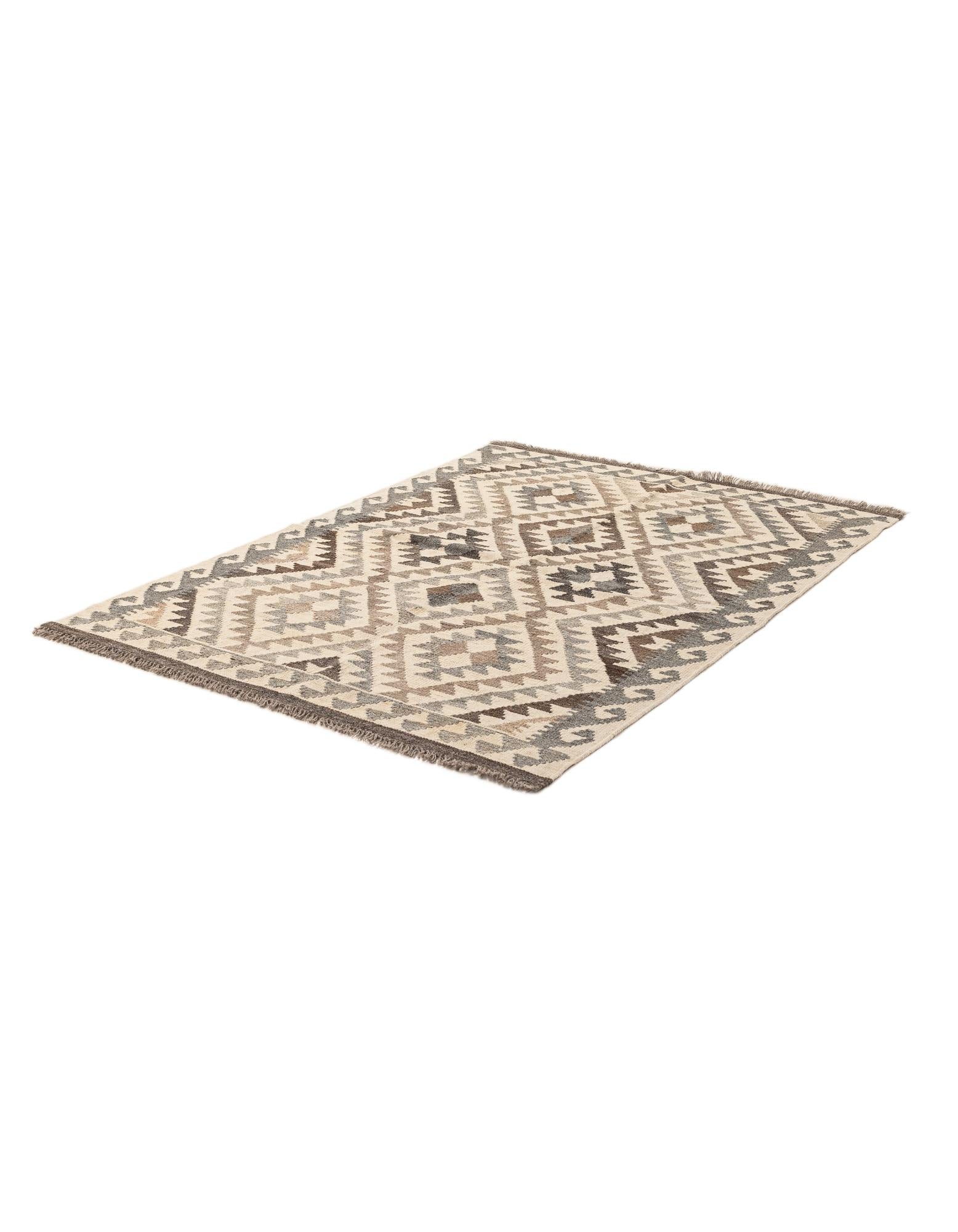 3' 8 x 5' 1 Hand Woven Kilim Maymana Wool Rug