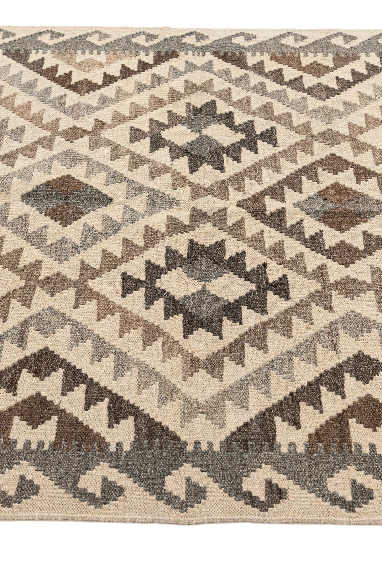 3' 8 x 5' 1 Hand Woven Kilim Maymana Wool Rug