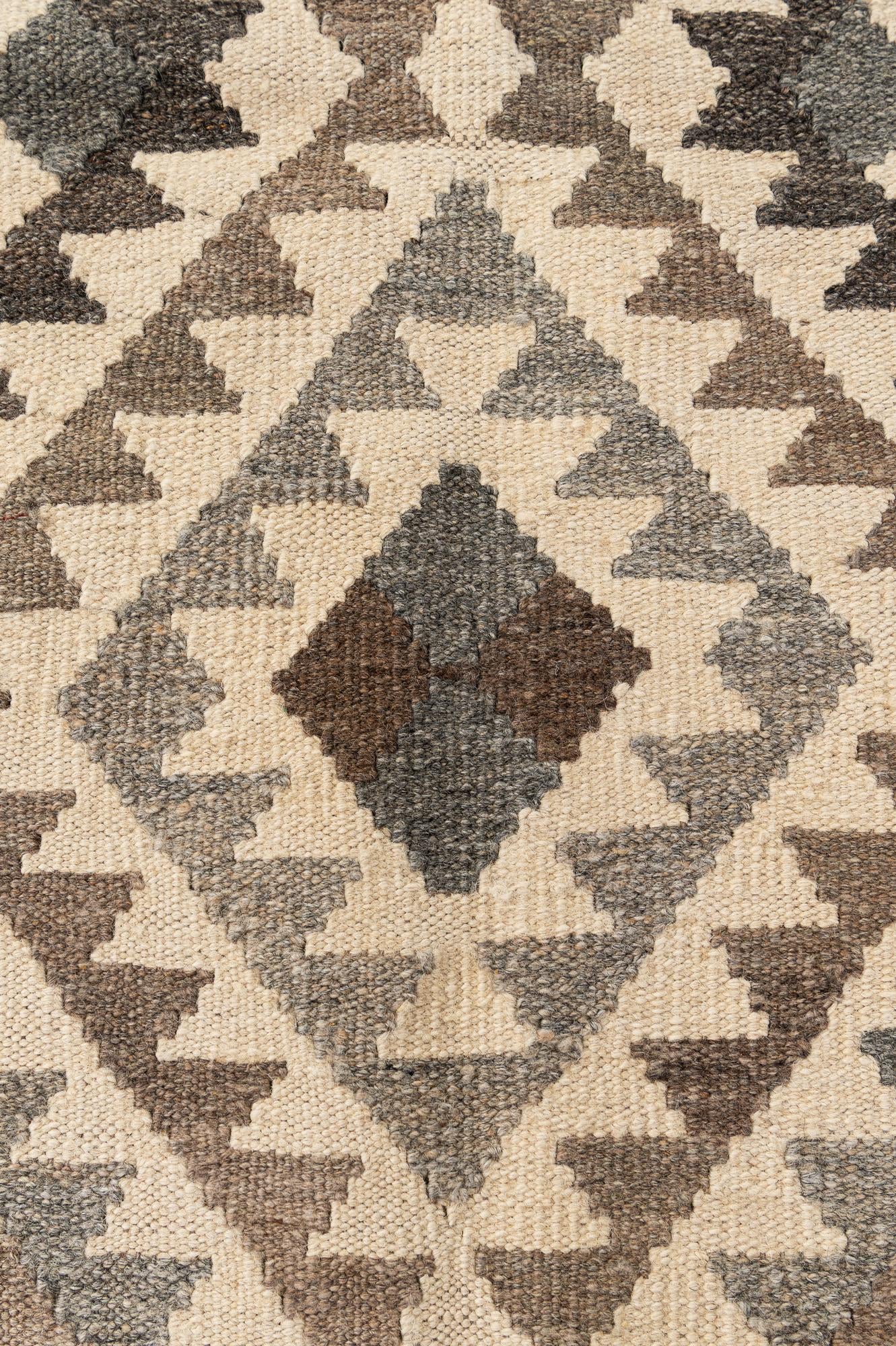 3' 8 x 5' 1 Hand Woven Kilim Maymana Wool Rug