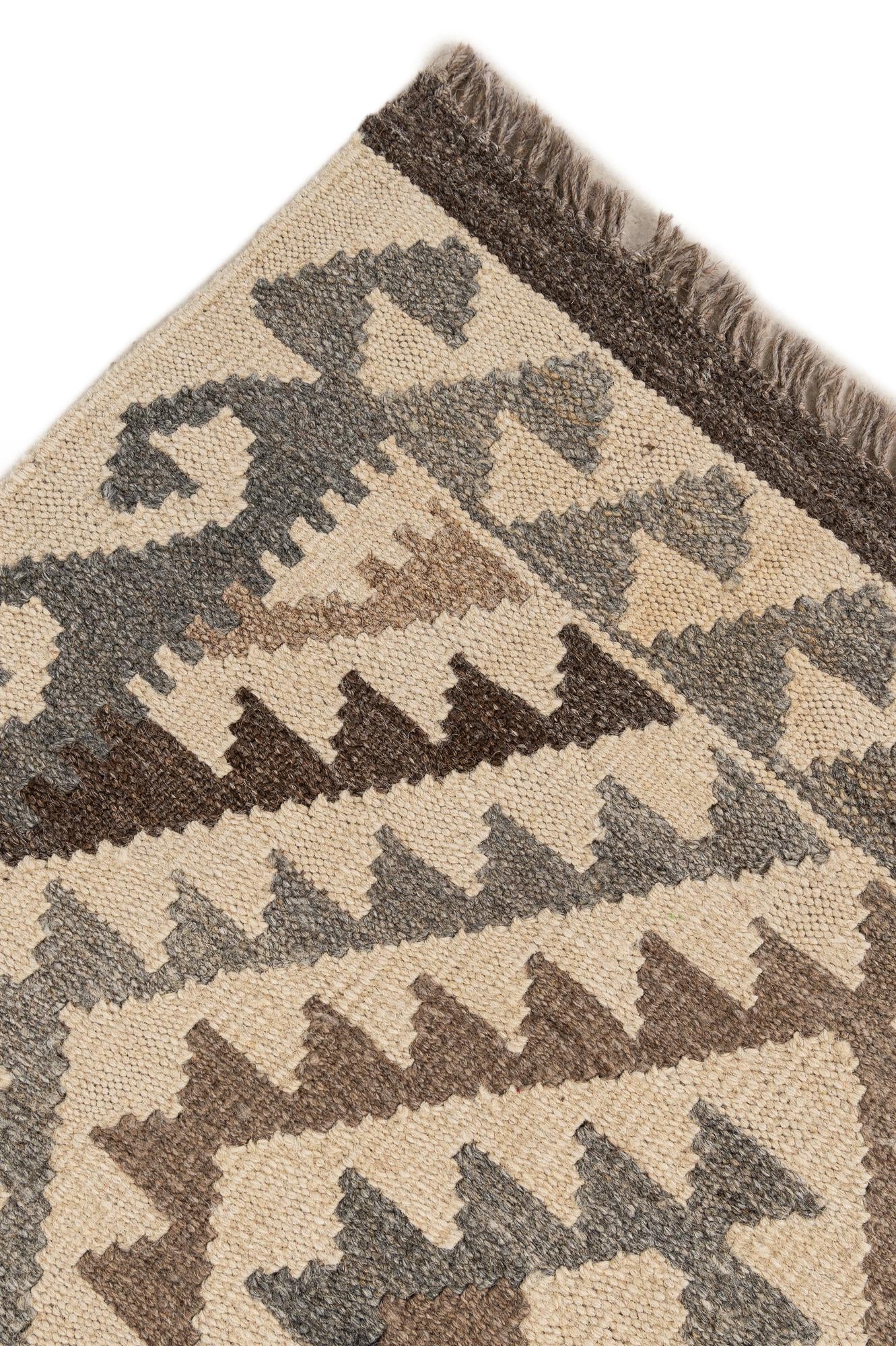 3' 8 x 5' 1 Hand Woven Kilim Maymana Wool Rug