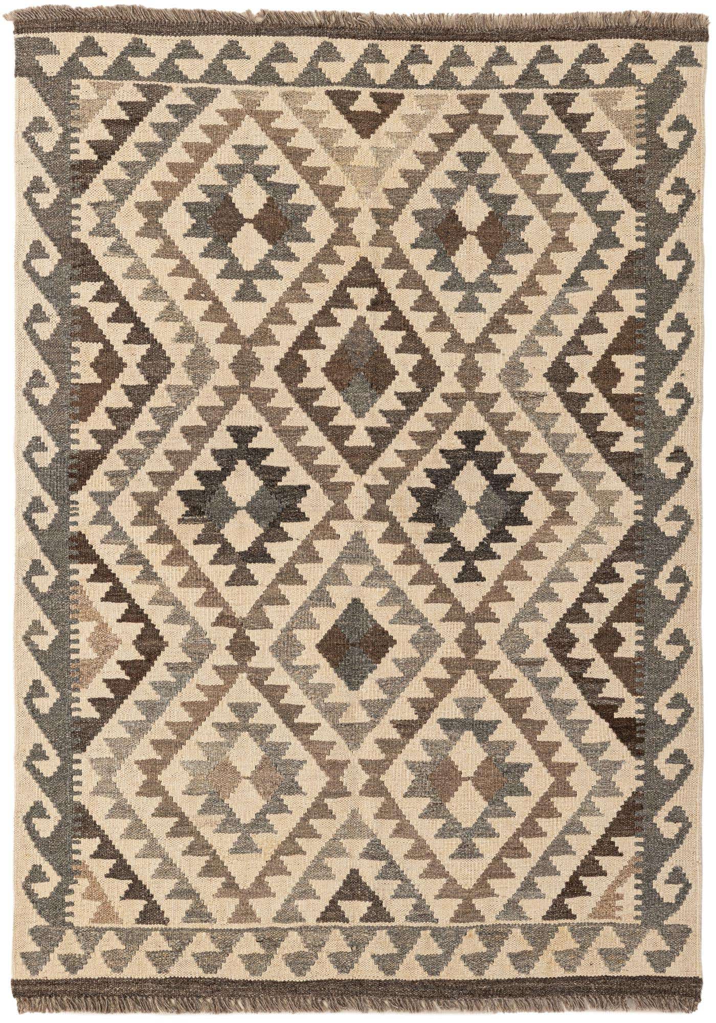 3' 8 x 5' 1 Hand Woven Kilim Maymana Wool Rug