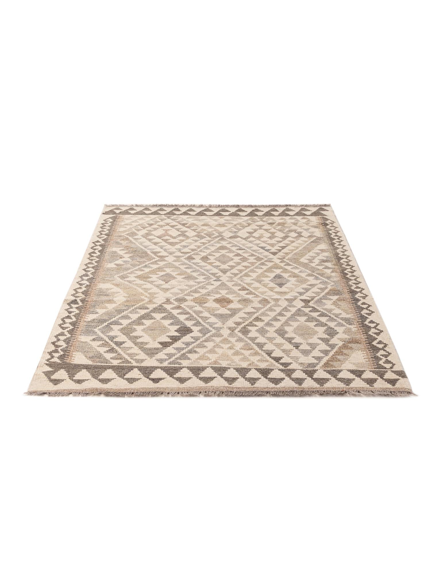 3' 9 x 5' 4 Hand Woven Kilim Maymana Wool Rug