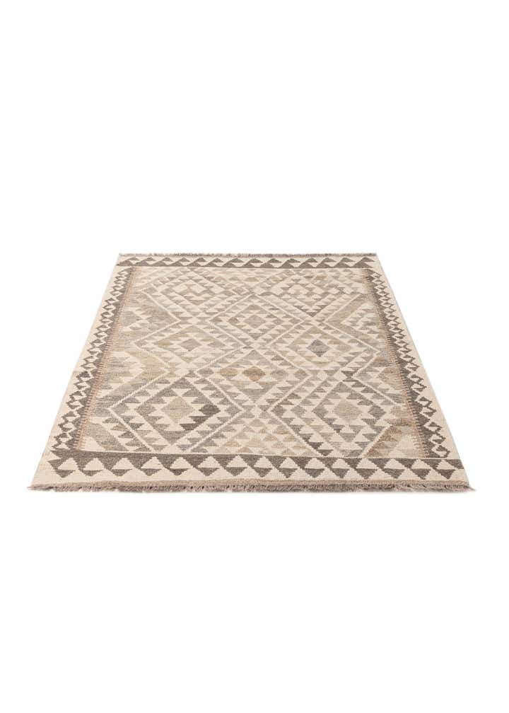 3' 9 x 5' 4 Hand Woven Kilim Maymana Wool Rug