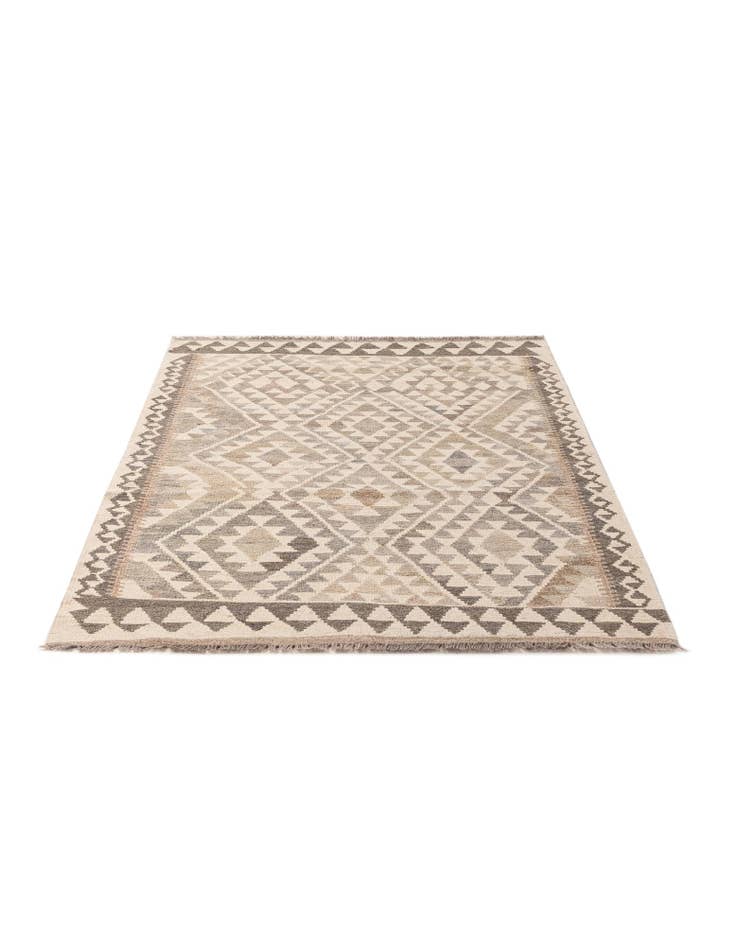 Detail image of 3' 9 x 5' 4 Hand Woven Kilim Maymana Wool Rug