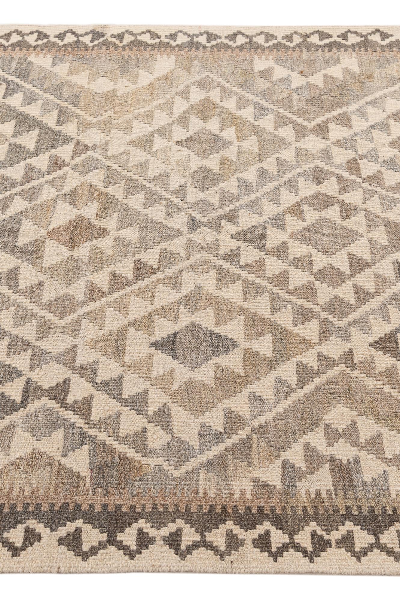 3' 9 x 5' 4 Hand Woven Kilim Maymana Wool Rug