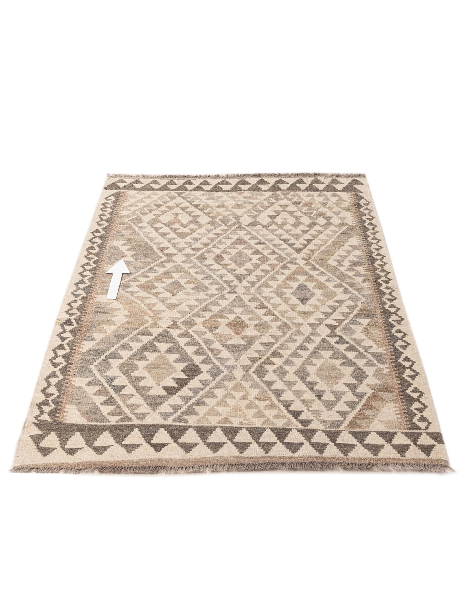 3' 9 x 5' 4 Hand Woven Kilim Maymana Wool Rug