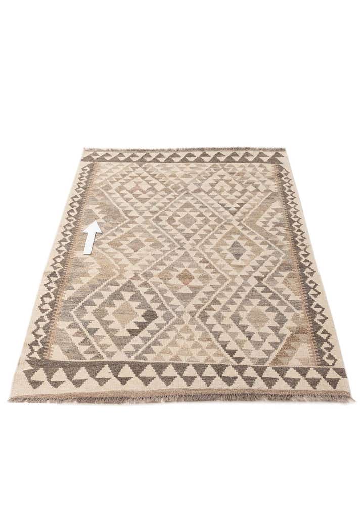 3' 9 x 5' 4 Hand Woven Kilim Maymana Wool Rug